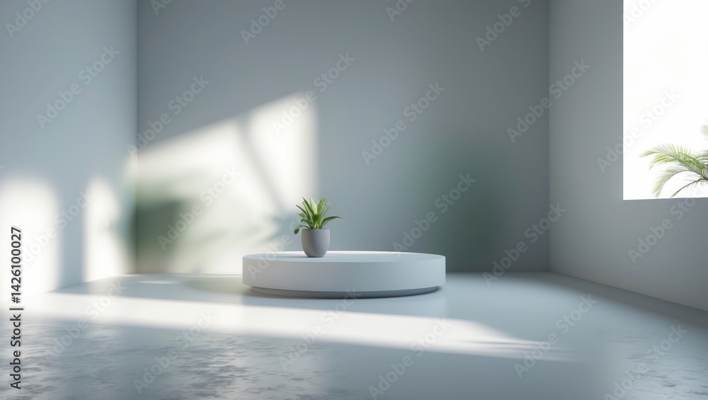 Poster abstract white background with shadow and blurred light effects for product display