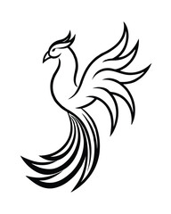 Obraz premium phoenix line art vector black on white