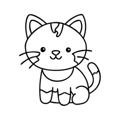 Fototapeta premium cartoon kitty icon, cartoon kitty line art - simple line art of cartoon kitty, perfect for cartoon kitty logos and icons