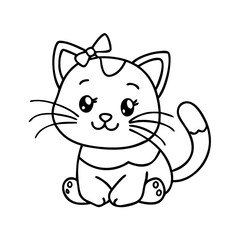 cartoon kitty icon, cartoon kitty line art - simple line art of cartoon kitty, perfect for cartoon kitty logos and icons