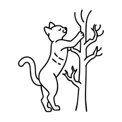 cat climbing tree icon, cat climbing tree line art - simple line art of cat climbing tree, perfect for cat climbing tree logos and icons