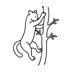 cat climbing tree icon, cat climbing tree line art - simple line art of cat climbing tree, perfect for cat climbing tree logos and icons