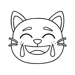 cat face with tears of joy icon, cat face with tears of joy line art - simple line art of cat face with tears of joy, perfect for cat face with tears of joy logos and icons