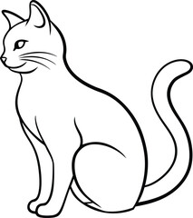 Cat Silhouettes Line Art Minimalist Feline Poses Vector Set Illustration