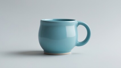 Fototapeta premium Elegant ceramic mug with vibrant color on plain white background