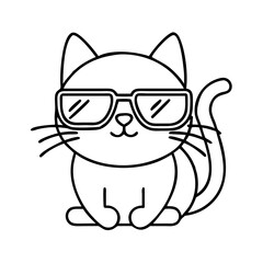 cat in sunglasses icon, cat in sunglasses line art - simple line art of cat in sunglasses, perfect for cat in sunglasses logos and icons