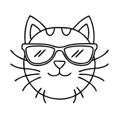 cat in sunglasses icon, cat in sunglasses line art - simple line art of cat in sunglasses, perfect for cat in sunglasses logos and icons