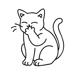 cat licking paw icon, cat licking paw line art - simple line art of cat licking paw, perfect for cat licking paw logos and icons