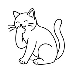 cat licking paw icon, cat licking paw line art - simple line art of cat licking paw, perfect for cat licking paw logos and icons