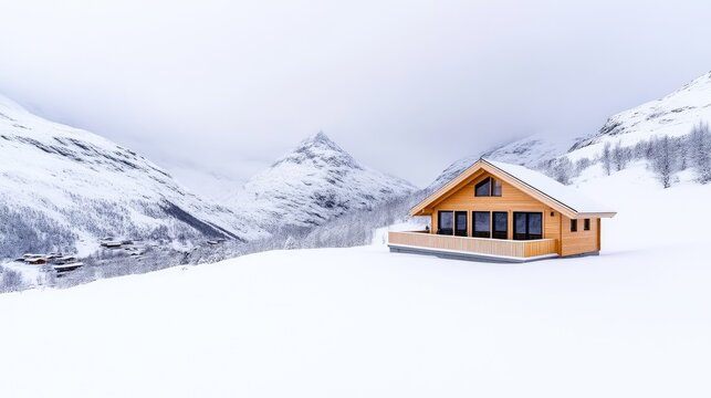 Snowy mountain chalet