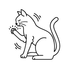 cat scratching icon, cat scratching line art - simple line art of cat scratching, perfect for cat scratching logos and icons