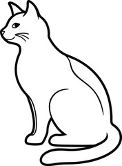 Cat Silhouettes Line Art Minimalist Feline Poses Vector Set Illustration