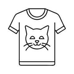 cat themed t shirt icon, cat themed t shirt line art - simple line art of cat themed t shirt, perfect for cat themed t shirt logos and icons