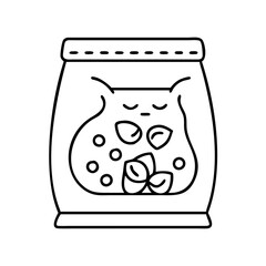 cat treat bag icon, cat treat bag line art - simple line art of cat treat bag, perfect for cat treat bag logos and icons