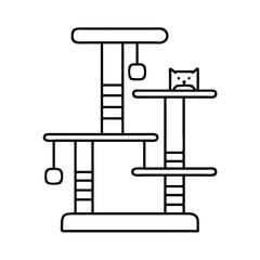 cat tree with multiple levels icon, cat tree with multiple levels line art - simple line art of cat tree with multiple levels, perfect for cat tree with multiple levels logos and icons
