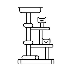 cat tree with multiple levels icon, cat tree with multiple levels line art - simple line art of cat tree with multiple levels, perfect for cat tree with multiple levels logos and icons