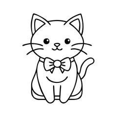 cat with a bow tie icon, cat with a bow tie line art - simple line art of cat with a bow tie, perfect for cat with a bow tie logos and icons