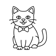 cat with a bow tie icon, cat with a bow tie line art - simple line art of cat with a bow tie, perfect for cat with a bow tie logos and icons