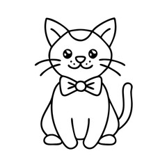 cat with a bow tie icon, cat with a bow tie line art - simple line art of cat with a bow tie, perfect for cat with a bow tie logos and icons