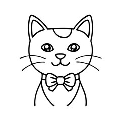 cat with a bow tie icon, cat with a bow tie line art - simple line art of cat with a bow tie, perfect for cat with a bow tie logos and icons