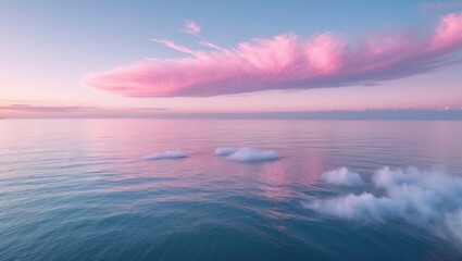 Pink sky at sunset over the ocean landscape