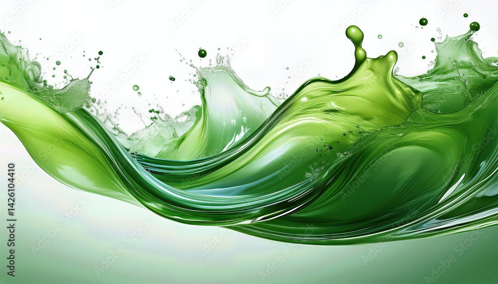 Poster vivid green splash wave a study in motion and color, featuring a striking isolated transparent wave,