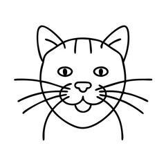 cat with long whiskers icon, cat with long whiskers line art - simple line art of cat with long whiskers, perfect for cat with long whiskers logos and icons