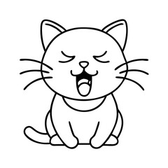 cat yawning icon, cat yawning line art - simple line art of cat yawning, perfect for cat yawning logos and icons
