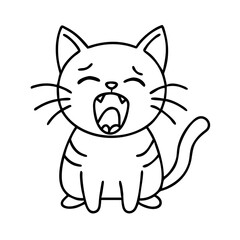 cat yawning icon, cat yawning line art - simple line art of cat yawning, perfect for cat yawning logos and icons