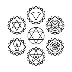 chakra symbols individual icon, chakra symbols individual line art - simple line art of chakra symbols individual, perfect for chakra symbols individual logos and icons
