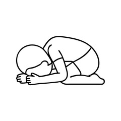 child s pose balasana icon, child s pose balasana line art - simple line art of child s pose balasana, perfect for child s pose balasana logos and icons
