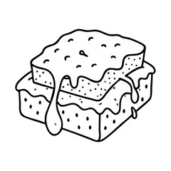 chocolate brownie icon, chocolate brownie line art - simple line art of chocolate brownie, perfect for chocolate brownie logos and icons