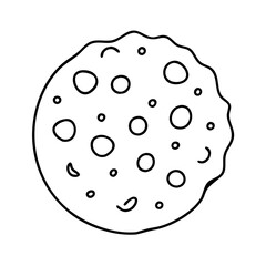 chocolate chip cookie icon, chocolate chip cookie line art - simple line art of chocolate chip cookie, perfect for chocolate chip cookie logos and icons