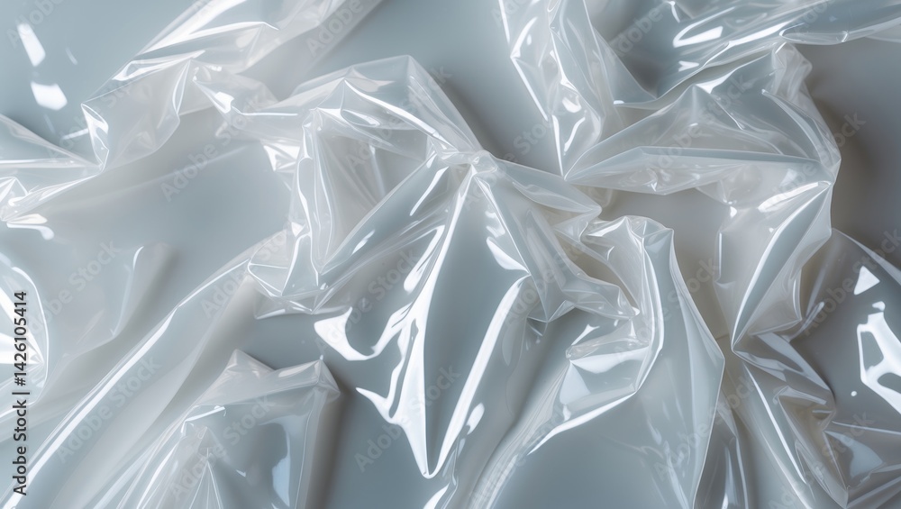 Poster plastic wrap with shiny clear pattern and white transparent texture on tangled background