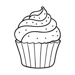 chocolate cupcake icon, chocolate cupcake line art - simple line art of chocolate cupcake, perfect for chocolate cupcake logos and icons