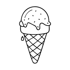 chocolate dipped cone icon, chocolate dipped cone line art - simple line art of chocolate dipped cone, perfect for chocolate dipped cone logos and icons