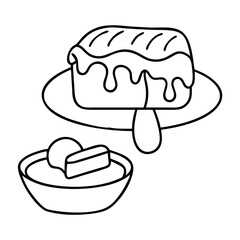 chocolate fudge sauce icon, chocolate fudge sauce line art - simple line art of chocolate fudge sauce, perfect for chocolate fudge sauce logos and icons