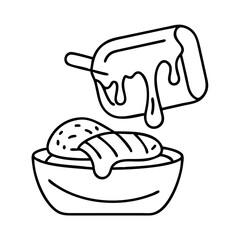 chocolate fudge sauce icon, chocolate fudge sauce line art - simple line art of chocolate fudge sauce, perfect for chocolate fudge sauce logos and icons