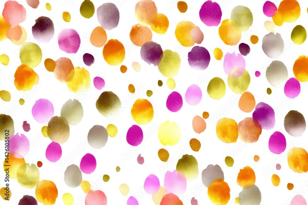 Poster Colorful watercolor dots create a vibrant pattern suitable for various design projects and artistic expressions