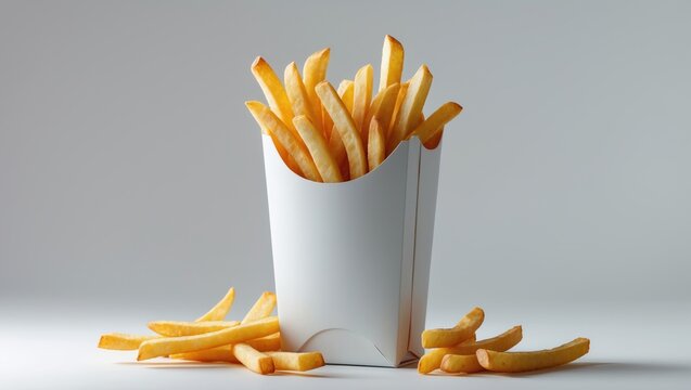 French fries packaging template mockup collection isolated on background