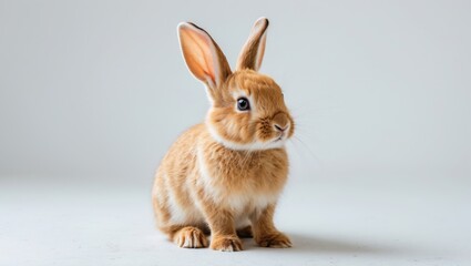Obraz premium Cute white bunny baby isolated on plain background