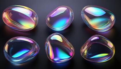 Iridescent Modern Design Elements A Transparent Glass Gradient, Organic Shapes in a Liquid Abstract Scene Embracing a Vibrant and Futuristic Aura, Perfect for Digital Art, Home Decor or Design