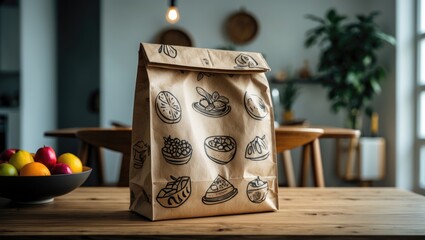 Food arrived from the courier and was placed on the table at home