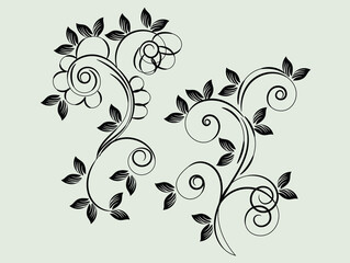 Elegant Black Floral Swirls Design Elements for Decoration