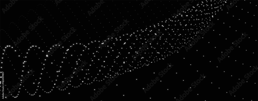 Poster abstract background with dynamic black and white wave. futuristic dotted wave of bright particles on