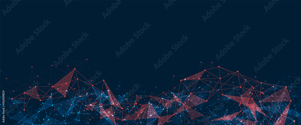 Poster geometric connected background. connecting dots and lines. global network connection. banner templat