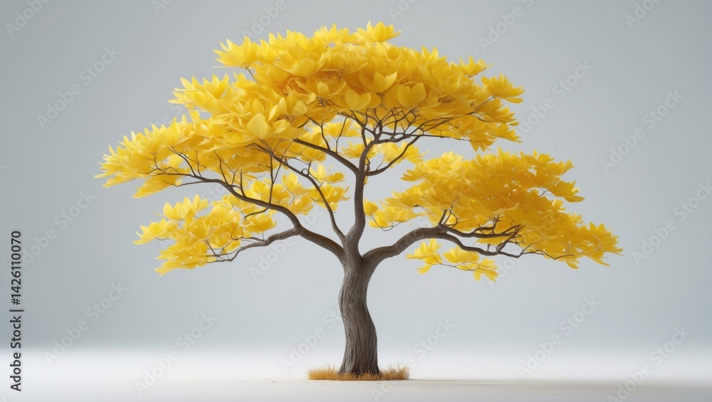 Poster isolated ginkgo tree with white background and clipping path