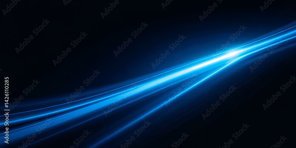 Poster abstract blue light trails on a dark background creating a dynamic and futuristic effect scene