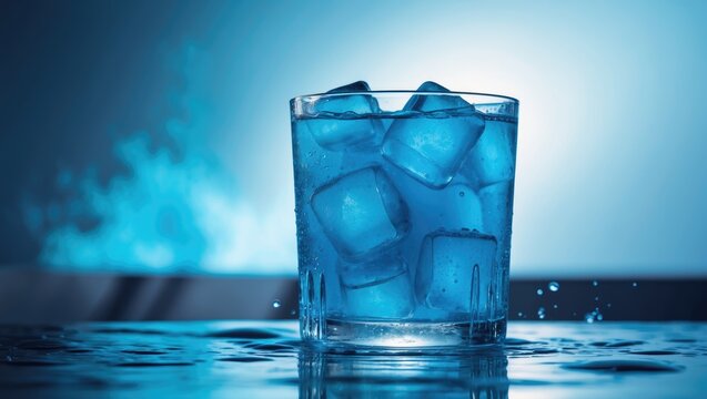 Blueberry Syrup Cocktail with Water Droplets Close-Up