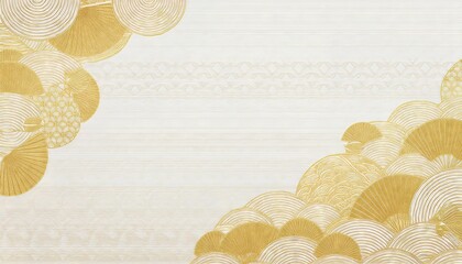 Traditional Japanese Pattern on Pure White Paper Gold Motif Amidst Serene Japanesque Backdrop Timeless Minimalism Evoking Zen Calm and Tranquility